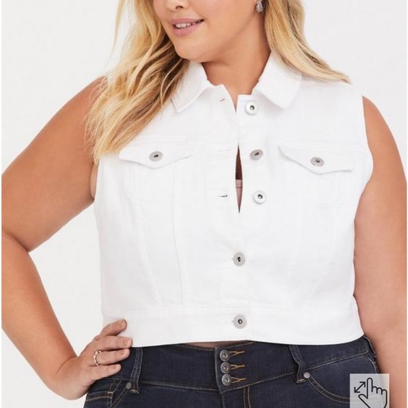 Torrid 3X stretch cropped denim jean vest classic - Picture 2 of 10